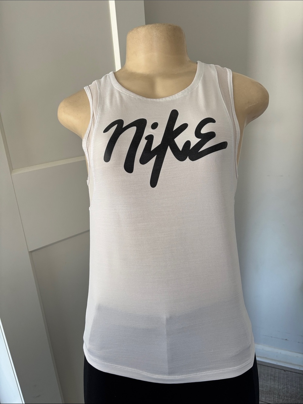 Nike White Tank with Black Script Logo